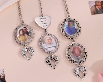 Dije de borla conmemorativa con foto personalizada y alas de ángel, regalo de graduación conmemorativo para ella, dije de borla conmemorativa para birrete de graduación.