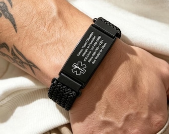 5 Colors Medical Alert Bracelet, Personalized Medical ID Bracelet with Engraving, ID & Medical Bracelets, Emergency Jewelry for Him Her