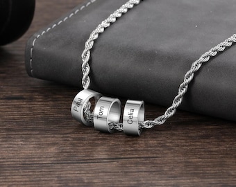 Collar con nombre personalizado para hombre, collar para hombre, cadena de acero inoxidable, joyería personalizada para hombre, regalo para papá, abuelo, esposo, regalo del Día del Padre