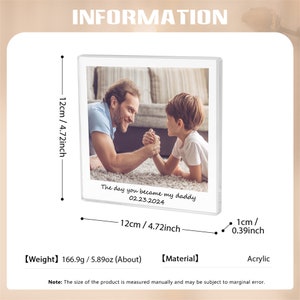 The Day You Became My Daddy Photo Acrylic Block Gift for Father's Day