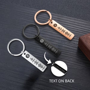 Personalised Keyring,Music Code Keychain,Custom Engraved Keychain, Musical Gift Wedding Song, Engraved Code Keychain, Gift for Music Lover image 1