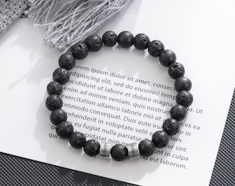 Custom 1-5 Name Bracelet, Personalized Men Beaded Bracelet, Lava Stone Bead Bracelet, Kids Name Bracelet, Gift for Husband, Christmas Gifts