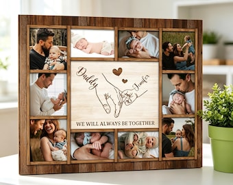 Marcos de fotos de madera personalizados: recuerdo del primer Día del Padre con nombres grabados, para niños y papá, cumpleaños, regalo de recuerdo para la decoración del hogar.