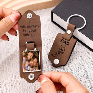 Porte-clés en cuir personnalisé pour la fête des pères, porte-clés personnalisé avec photo et texte pour père, cadeaux de fête des pères, cadeaux de fête des pères pour mari