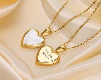 Heart Locket Necklace with Photo, Big Heart Locket, Vintage Locket Necklace, Best Friend, Personalized Gift for her, Birthday Gifts for Her
