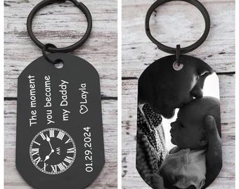 Dad Gift The Moment You Became My Daddy Mummy Keychain First Father's Day Keyring New Dad Keychain Gift Personalised Gift Father's Day Gift