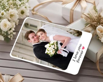 Inserto per portafoglio con foto personalizzata, biglietto con foto in metallo, regalo con foto personalizzata, regali per lui, regalo per anniversario, biglietto d'amore con foto commemorativa