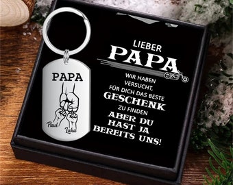 Benutzerdefinierter Papa-Schlüsselanhänger, Familien-Schlüsselanhänger für Papa, Vorname-Schlüsselanhänger mit Kindernamen, personalisierte Familiengeschenke für Papa, Vatertagsgeschenk