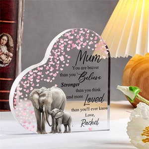 Personalised Mother's Day Gift for Mom, Mom Poem Plaque, Daughter to Mother Gift, Birthday Gift for Mom, Elephant Mom and Baby Plaque zdjęcie 9