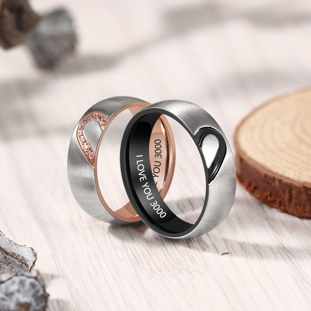 Personalized Heart Shaped Ring,matching Ring for Couples,couple Rings ...