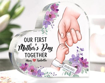 Our First Mother's Day Together Acrylic Keepsake Block Gift for New Mom, 1st Mothers Day Gift, Mother's Day, New Baby Gift for Wife