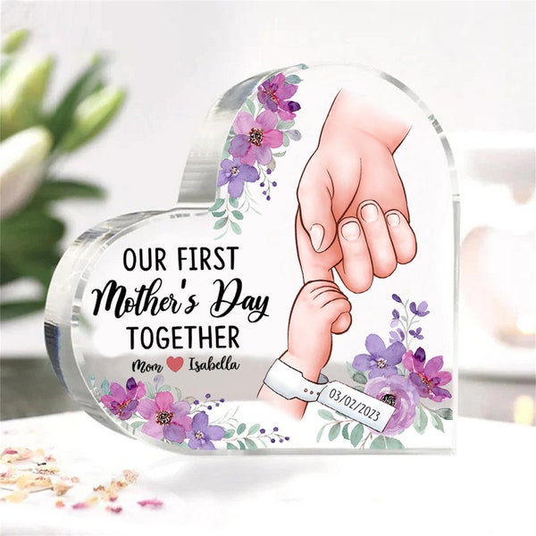 Our First Mother's Day Together Acrylic Keepsake Block Gift for New Mom, 1st Mothers Day Gift, Mother's Day, New Baby Gift for Wife