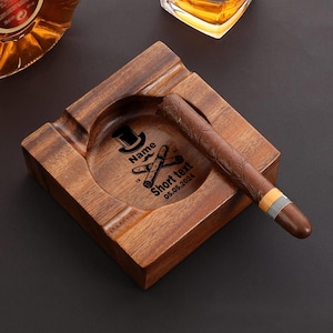 Cenicero de nogal personalizado, accesorios para puros, regalos para padrinos de boda, regalo perfecto para hombres, cenicero único, regalos para padres y esposos.