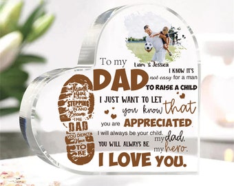 I love You Dad Acrylic Keepsake Block Gifts for Dad, Custom Kids Photo Plaque for Father's Day, Dad Birthday Gift,Fathers Day Gift from Son