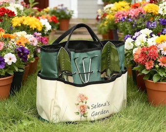 Bolsa de jardinería personalizada con herramientas, bolsa de mano para jardín, bolsa de jardín, regalos para jardineros, regalo para mamá y abuela, regalos para el Día de la Madre