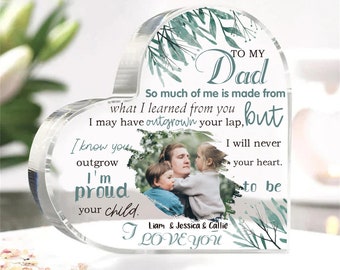 I love You Dad Acrylic Keepsake Block Gift for Father's Day, Custom Kids Photo Plaque for Dad, Dad Birthday Gift, Fathers Day Gift from Kids