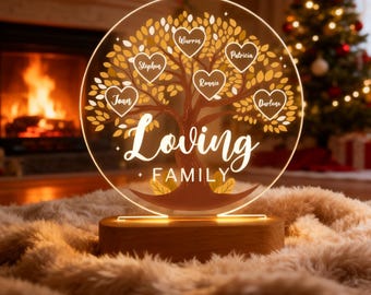 Tree of Life Names Night Light Mother's Day Gift, Family Tree Night Light, Custom Night Light with Kids Names, Birthday Gifts, Gifts for Mom