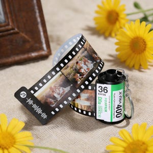 Custom Film Photo Keychain with Music Code, Personalize Camera Film Keychain, Pet Memorial Keepsake, Gift for Pet Loss, Memory Gift