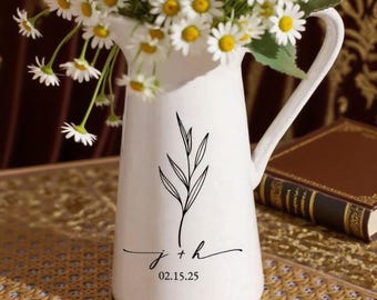 Personalized Wedding Flower Vase Custom Engagement Gifts, Ceramic Flower Vase for Wedding Gift for Newlyweds, Wedding Gifts, Couple Gifts