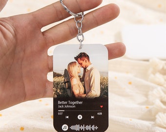 3 Styles Song Schlüsselanhänger mit Foto, Custom Album Schlüsselanhänger, Musikalische Geschenke für Freund Freundin, Valentinstag Musik Schlüsselanhänger Geschenk