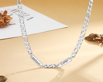 Collar personalizado para hombre, collar personalizado para papá con el nombre de los niños, collar para padre, regalo personalizado para papá, joyas para papá, regalo para esposo