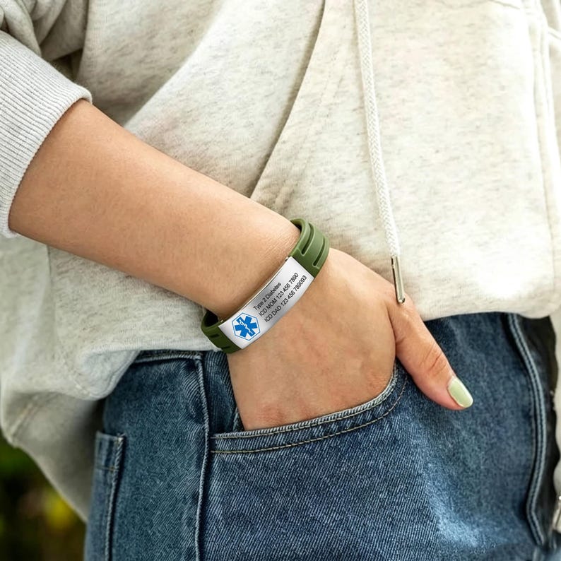 8 Colors Medical Alert Bracelet, Personalized Medical ID Bracelet with Engraving, ID & Medical Bracelets, Emergency Jewelry for Her Him image 1