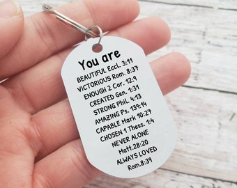 Eres hermosa Llavero, Eres inspiración, Regalo de versículo bíblico, Regalos de citas inspiradoras personalizadas, Llavero de inspiración, Regalos cristianos