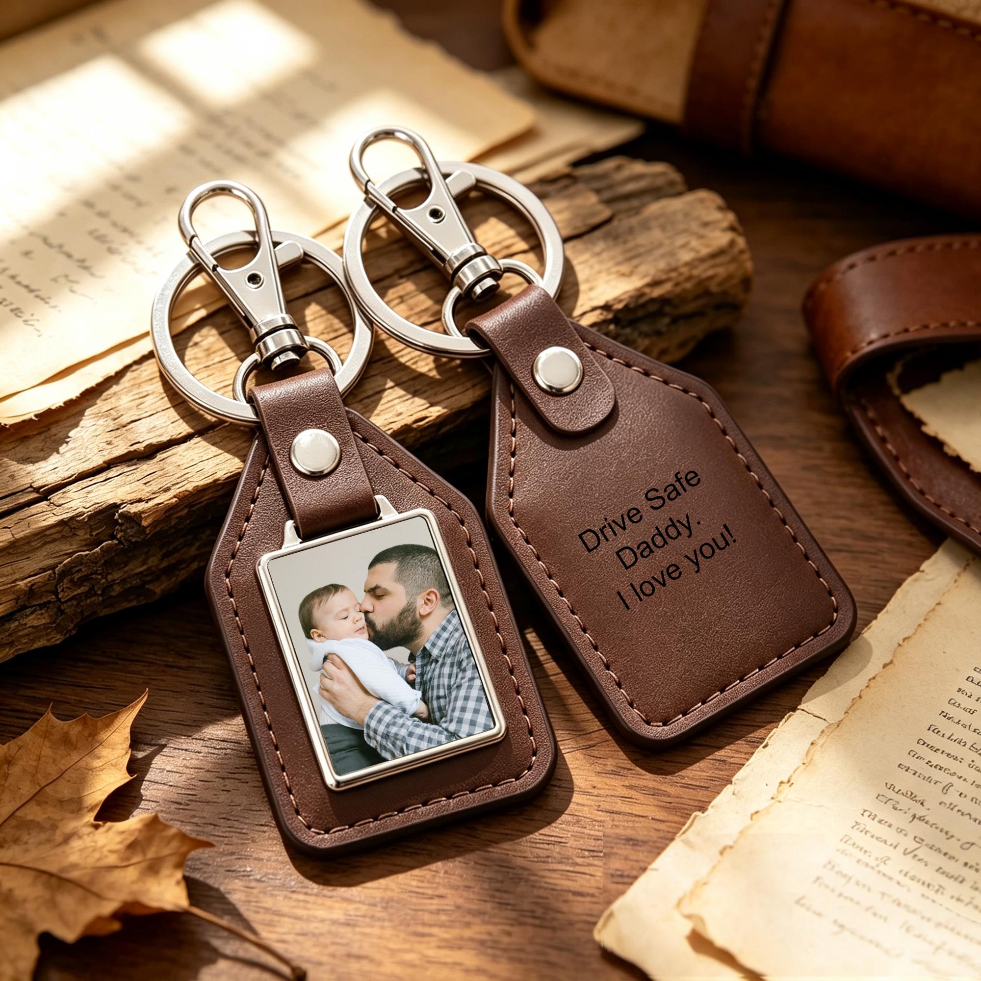 Personalized Photo Keychain for Him, Custom Picture Keychain