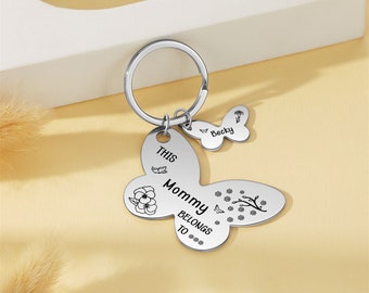 This Mommy Belongs To... Keychain, Custom Family Keyring for Mom, Mommy Keyring, Kids Names Keychain, Personalized Gifts Mother's Day Gift