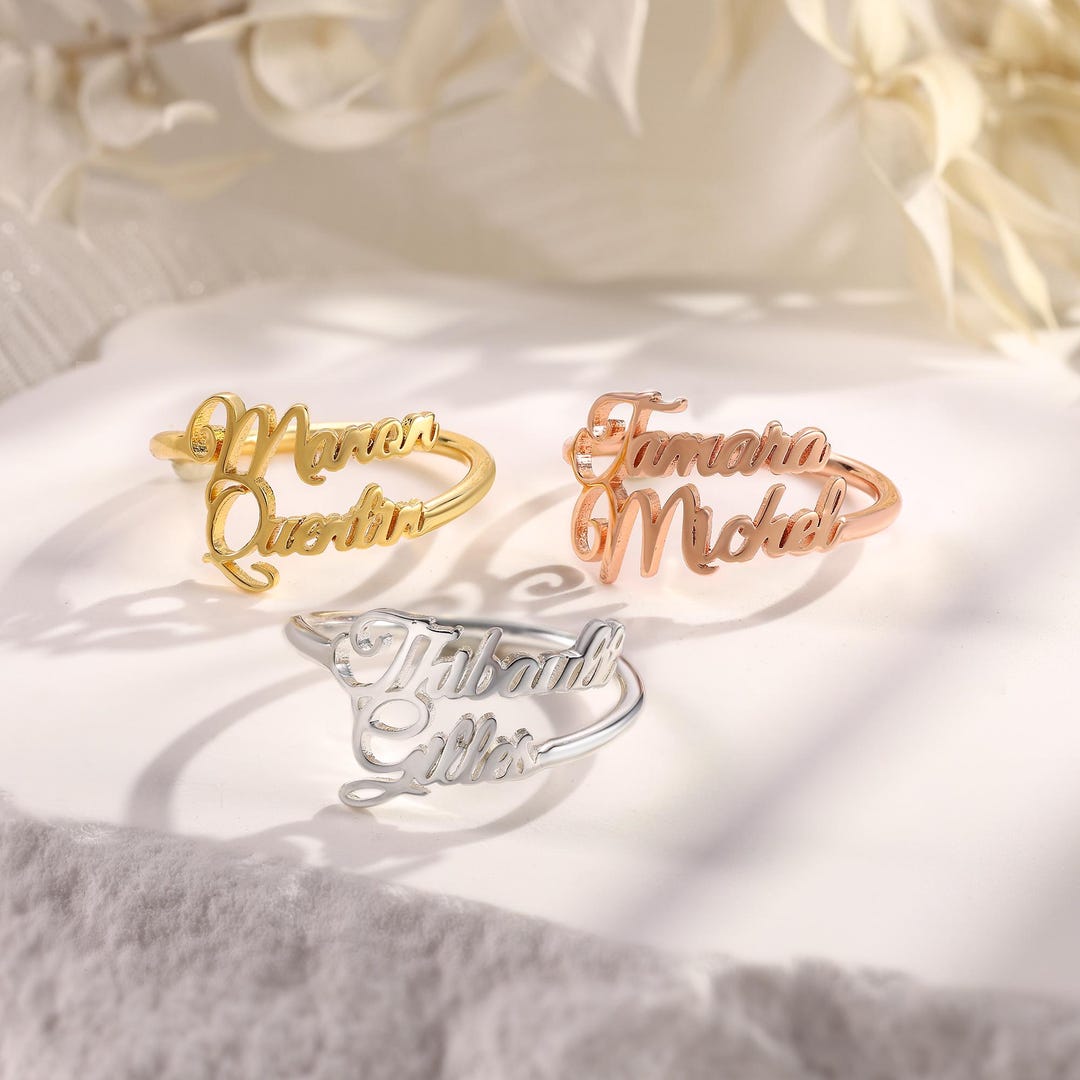 Dual Name Rings Double Name Ring, Two Name Ring, Adjustable Ring, Ring for Women ...