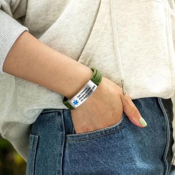 8 Colors Medical Alert Bracelet, Personalized Medical ID Bracelet with Engraving, ID & Medical Bracelets, Emergency Jewelry for Her Him