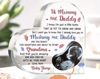 Mommy Daddy to be Gift for New Mom, Baby Ultrasound Photo Acrylic Plaque, Pregnancy Announcement, Baby Shower Gift, First Time Dad Mom