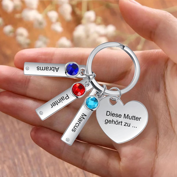 Custom Family Birthstone Keyring, Mommy Keyring, This Mommy Belongs To... Keychain, Kids Names Keychain, Mother's Day Gift