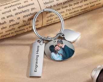 Custom Photo Keychain, Remembrance Photo Keychain, Engraved Keychain, Gift for Dad, Memorial Gift for Him, Valentine's Day