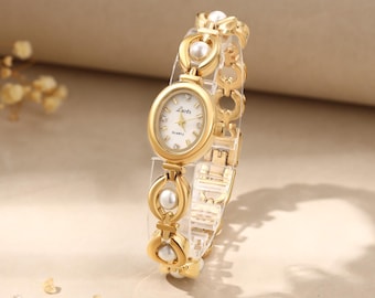 CHRISTIAN AUJARD PARIS Gold Tone Metal With Faux Pearls