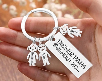 This Dad Belongs to... Personalised Family Keychain for Fathers Day Gift, Kids Names Keychain Gift for Dad, PAPA Keychain, Gift for Husband