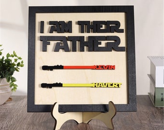 Letrero personalizado "Soy su padre", regalo para el Día del Padre, letrero de sable de luz personalizado con nombre de niño, regalo personalizado, regalo para el Día del Padre