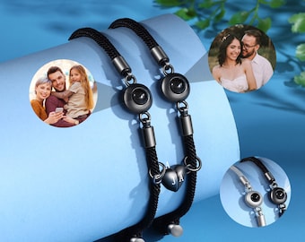 Photo Projection Bracelet, Magnetic Bracelets for Couples,Matching Bracelets,Long Distance Bracelets,Anniversary Gift, Friendship Birthday