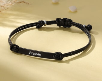 Op maat gegraveerde bijpassende vriendschapsarmband, kerstcadeau, gepersonaliseerd cadeau voor hem, coördinaat armband bericht naam, kerstcadeau