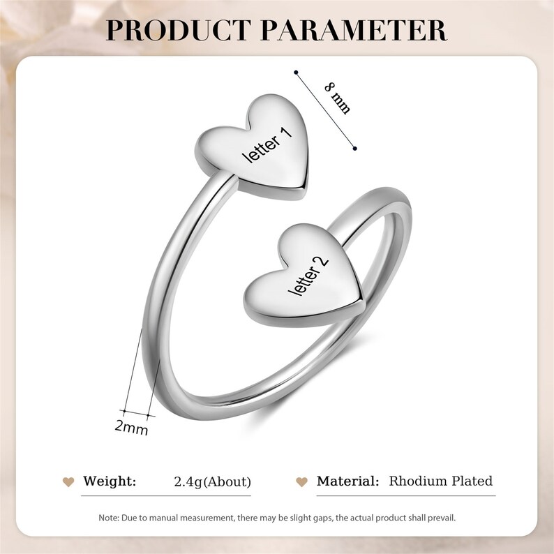 Bague double prénom, Bague deux prénoms, Bague réglable, Bague pour femme, Cadeau personnalisé pour maman, Cadeau meilleure amie, Cadeaux d'anniversaire Silver- Style C