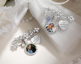 Custom Wedding Bouquet Charm, Memorial Bridal Photo Charm, Something Blue Pin, Wedding Bouquet Charm, Daughter Gift, Bride