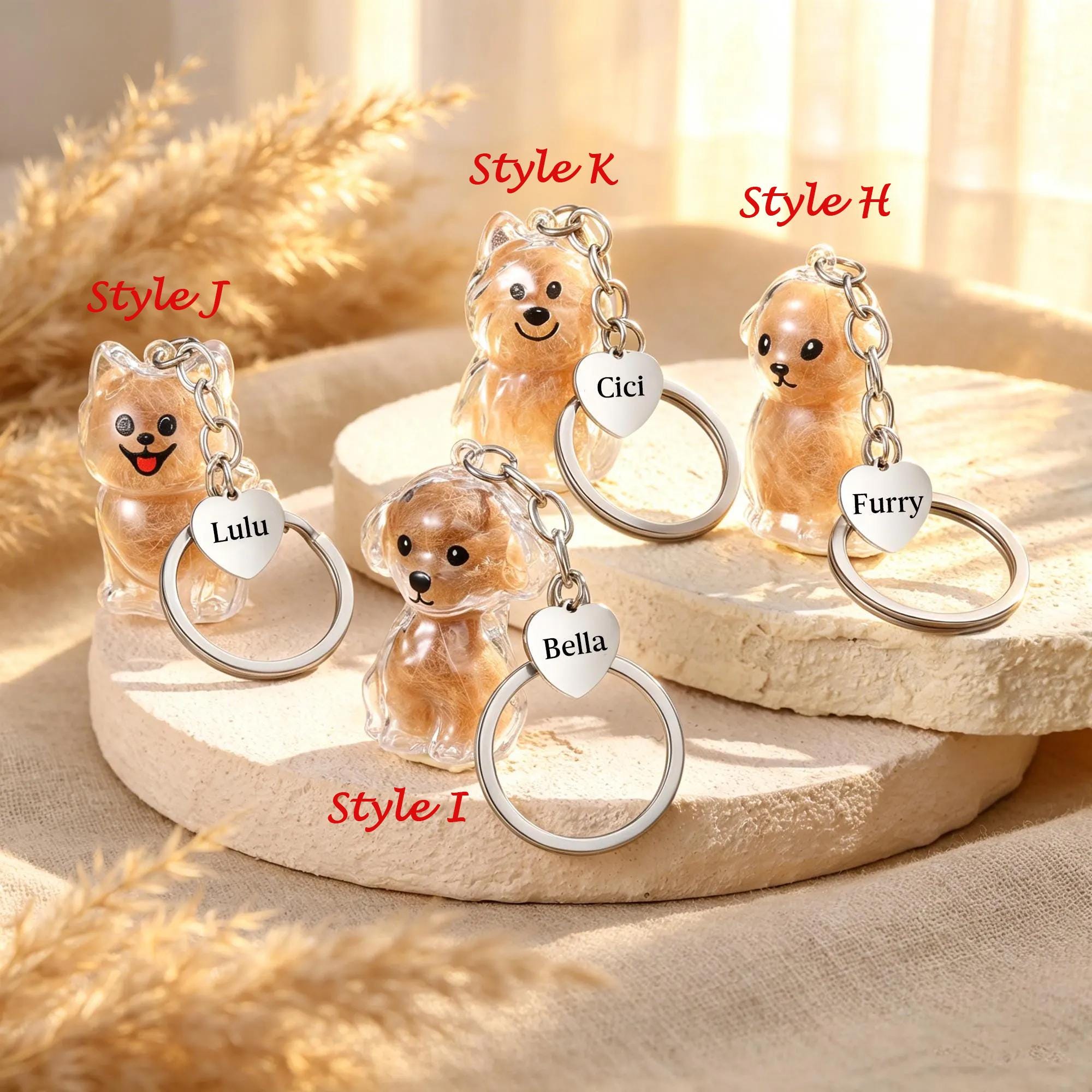 Cute Pet Fur Keepsake Keychain, a Container That Filled With Your