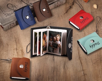 6 kleuren gepersonaliseerde mini-fotoalbum sleutelhanger, fotosleutelhanger, herdenkingssleutelhanger cadeau voor papa, herinneringscadeau voor koppels
