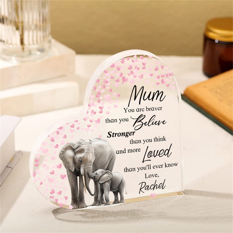 Personalised Mother's Day Gift for Mom, Mom Poem Plaque, Daughter to Mother Gift, Birthday Gift for Mom, Elephant Mom and Baby Plaque zdjęcie 8
