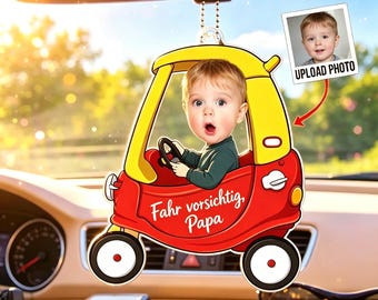 Customized Drive Safe Daddy Acrylic Car Hanger for Dad, Mom, Grandpa, Personalized Acrylic Baby Car Hanger, 1st Father's Day Gifts for Dad