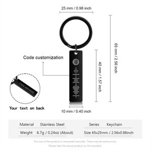 Personalised Keyring,Music Code Keychain,Custom Engraved Keychain, Musical Gift Wedding Song, Engraved Code Keychain, Gift for Music Lover zdjęcie 2