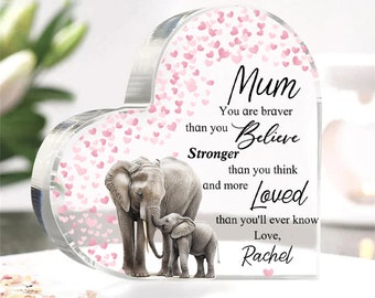 Personalised Mother's Day Gift for Mom, Mom Poem Plaque, Daughter to Mother Gift, Birthday Gift for Mom, Elephant Mom and Baby Plaque