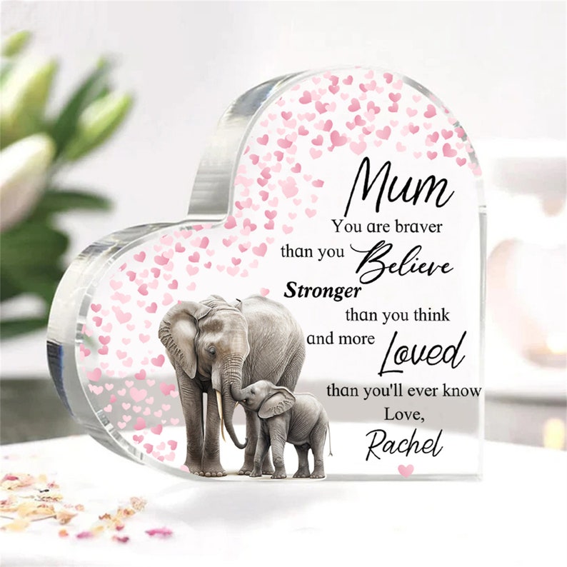 Personalised Mother's Day Gift for Mom, Mom Poem Plaque, Daughter to Mother Gift, Birthday Gift for Mom, Elephant Mom and Baby Plaque zdjęcie 1