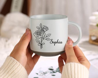 Custom Birth Flower Mug, Personalized Large Mom Mug Family Gift, Customized Birth Month Cup, Floral Name Mug, Mother's Day Gifts Ideas