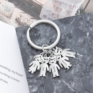 Porte-clés personnalisé avec breloques enfants garçon fille, porte-clés de famille avec noms d'enfants, papa, maman, grand-père, cadeau de fête des pères